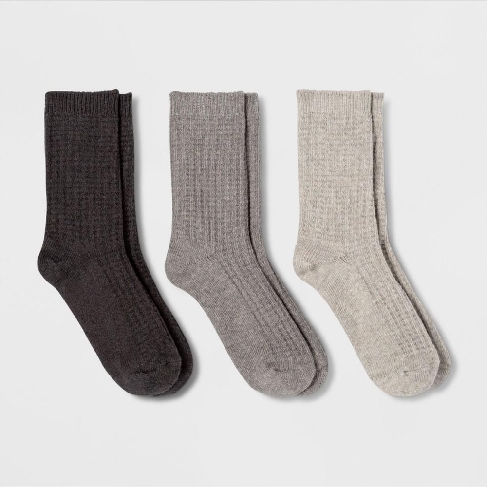 Unisex Fine Ribbed 2 X 3pk Crew Socks - Universal Thread Black Gray 4-10